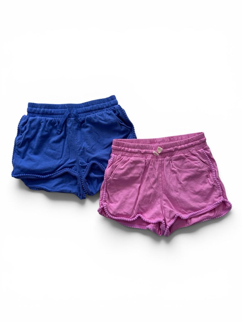 Tea Collection pink & periwinkle blue pom gym shorts bundle